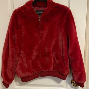 Red Fur Banana Republic Bomber jacket